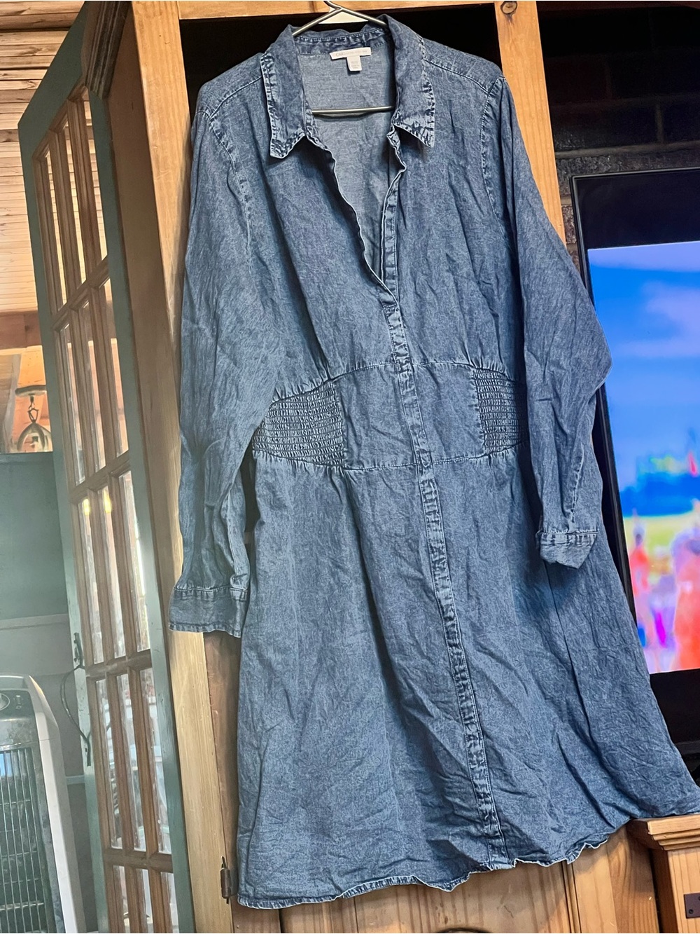 Cato Washed Blue Denim Shirt Jacket Dress